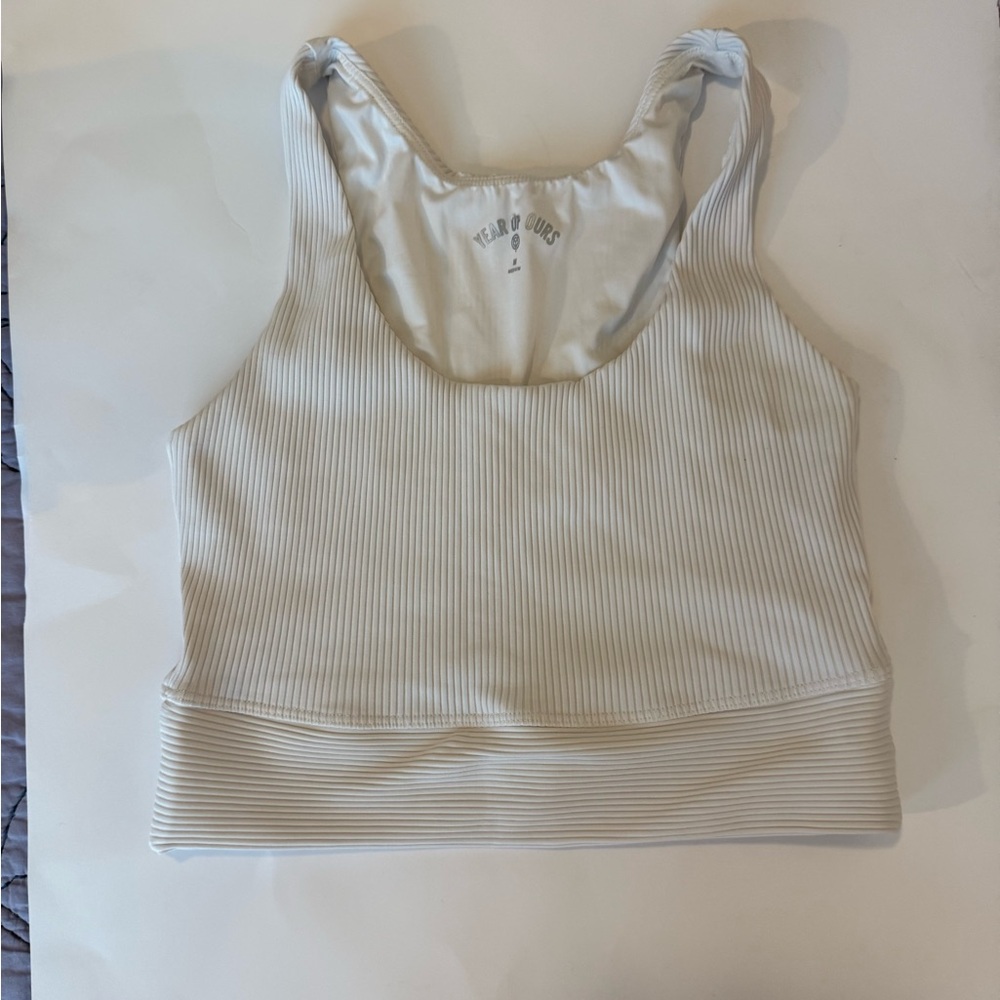 Year of Ours White Ribbed Sports Bra
